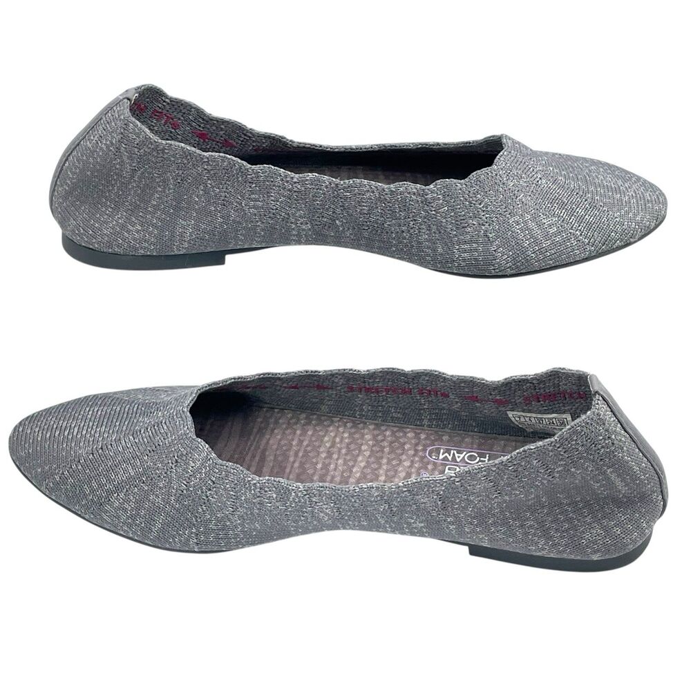 Skechers Cleo Stretch Fit Gray Ballet Flats Women’s Size 7 Comfort - Picture 2 of 7